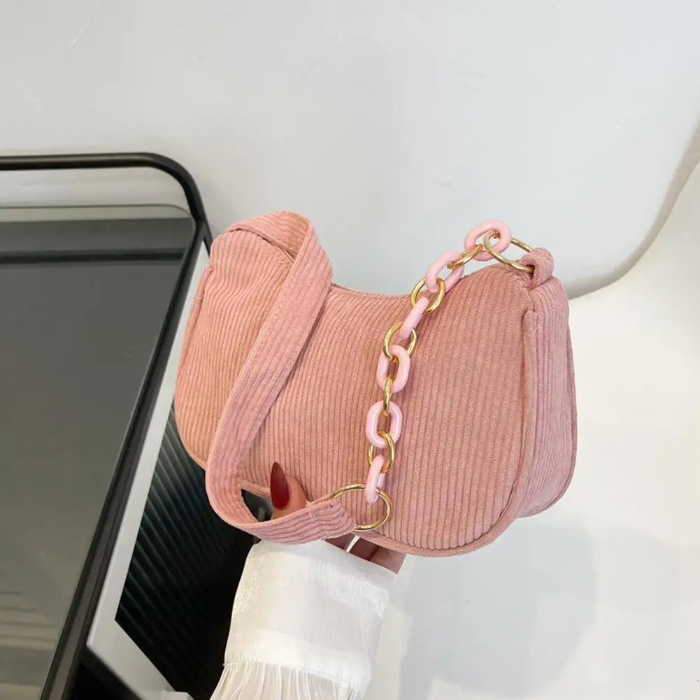 Fashion Vintage Women Handbags Corduroy Underarm Bag Clutch Casual Zipper Bags Female Shoulder Women Handbag W9L0