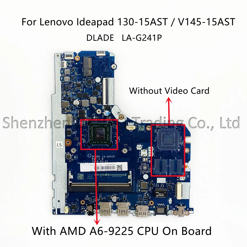 Laptop Motherboard para Lenovo Ideapad 100 Original Dlade La-g241p Amd a4 A6-9225 A9-9425 Cpu Ddr4 13015ast V145-15ast 100 Novo - Imagem 2