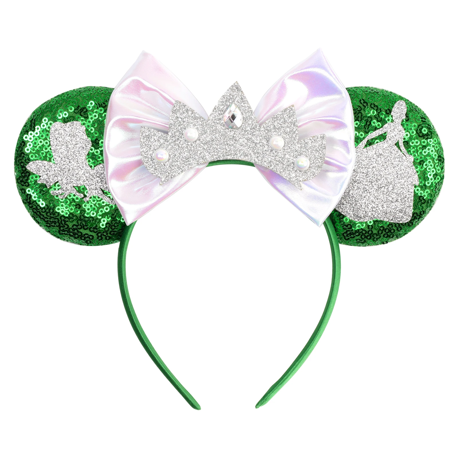 Princess and Frog Themed Mouse Ears Headbands Women Party Hair Accessories Bird DIY Headband for Girls Kids Sequins Bow Hairband