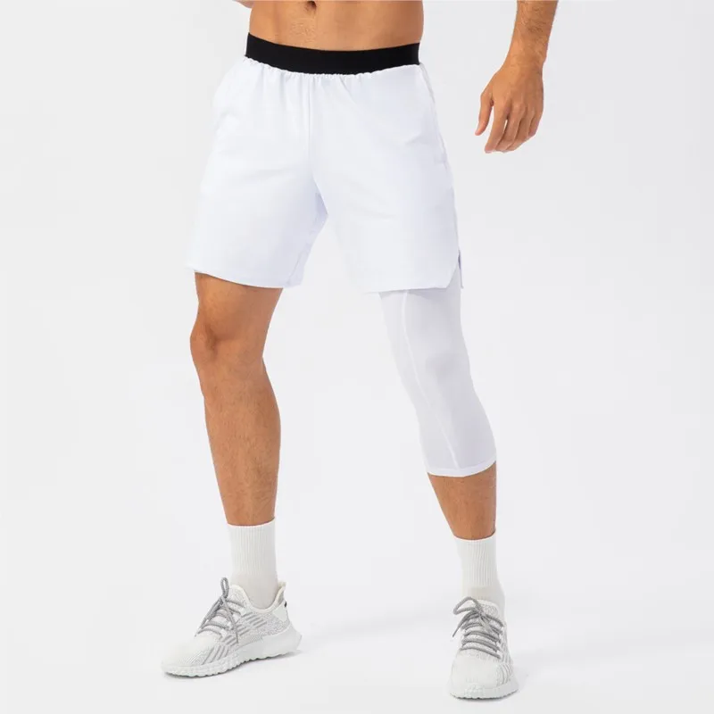 Summer Men Capri Running Tights GYM 3/4 Pants Male Basketball Football Soccer Fitness Exercise Sport Cropped One Leg Leggings 29