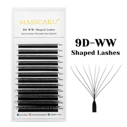 MASSCAKU Automatic Blooming Multi-Dimensional Premade Fans Eyelash Extensions - Natural Soft Lashes - MIX (9D WW Shape)