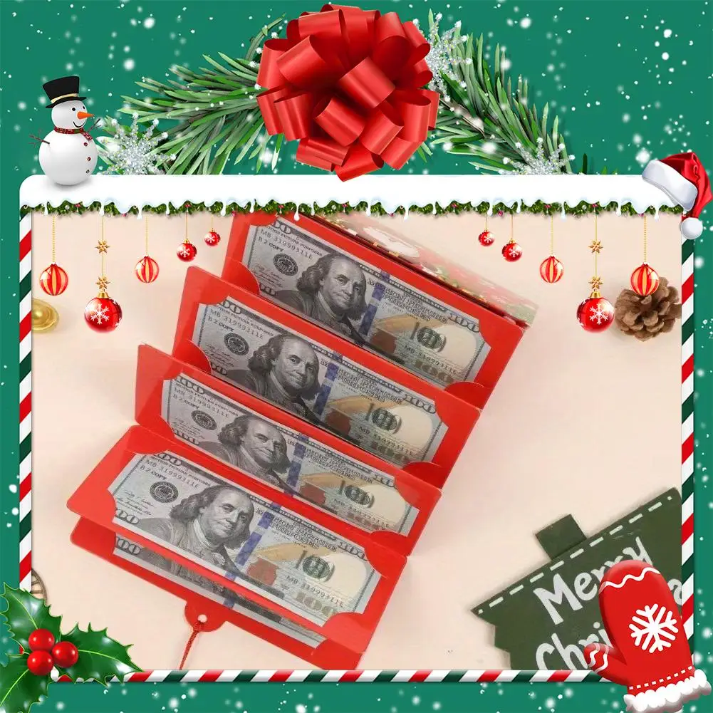 1pc Christmas Red Envelopeï¼Œ10 Card Position Cash Wallet Gift Card Christmas Surprise Party Greeting Card Money Box