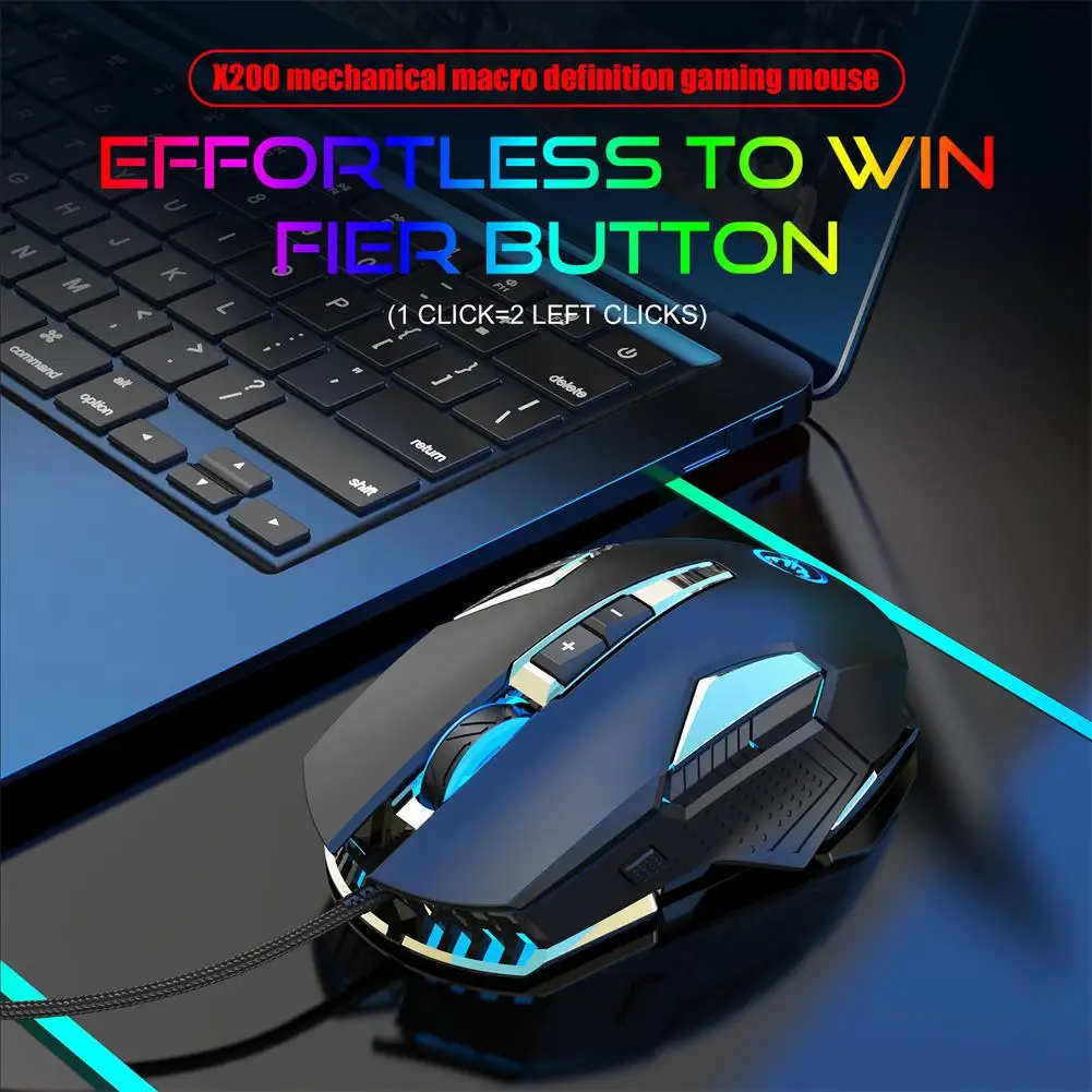 Wired Game Mouse Colorful Luminous 2 Buttons 8000dpi Adjustable 8D Ergonomic Computer Gaming Mouse For MOBA/FPS Games Computer top wireless mouse