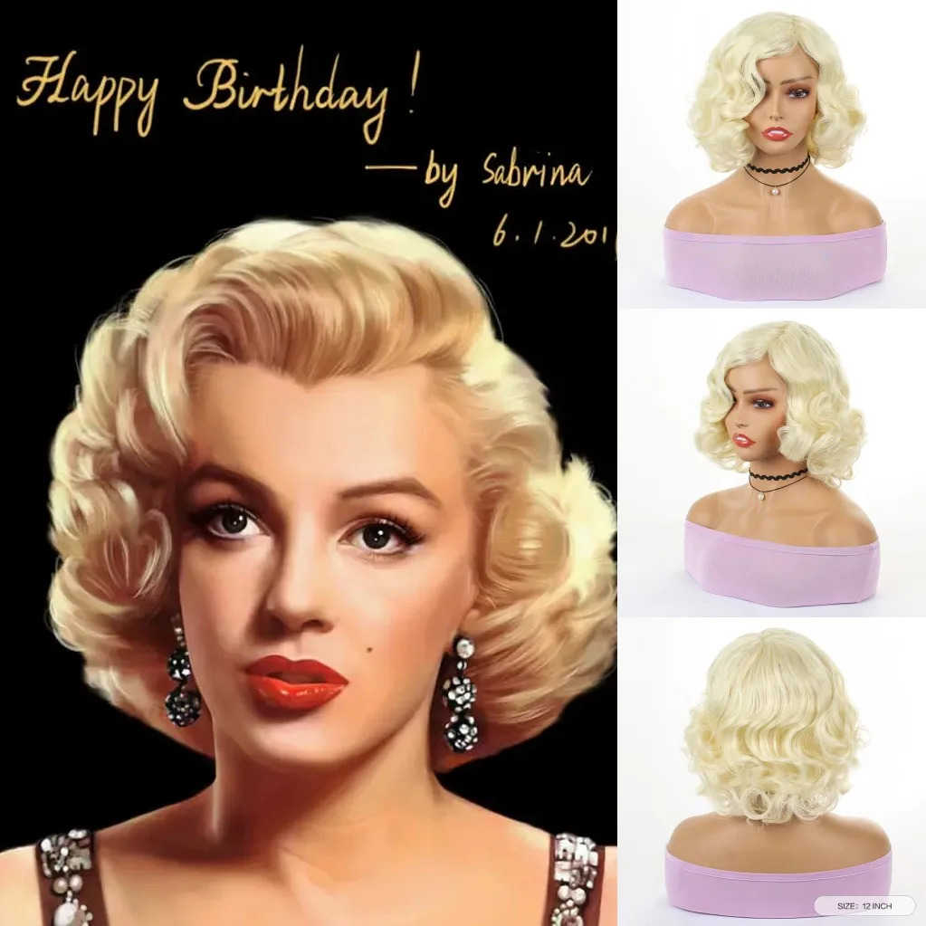 Halloween Vrouwen Marilyn Monroe Gouden Pruik Blijvend Monroe Synthetisch Haar Pruik Kostuums| - AliExpress