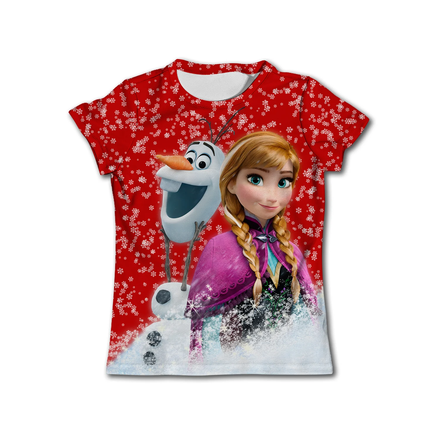 Kawaii Anna Elsa Bevroren T-shirt Meisje Tops Tees Kids Meisjes Kleding Disney T-shirts Kinderen Korte Mouw Verjaardag Party Kostuum