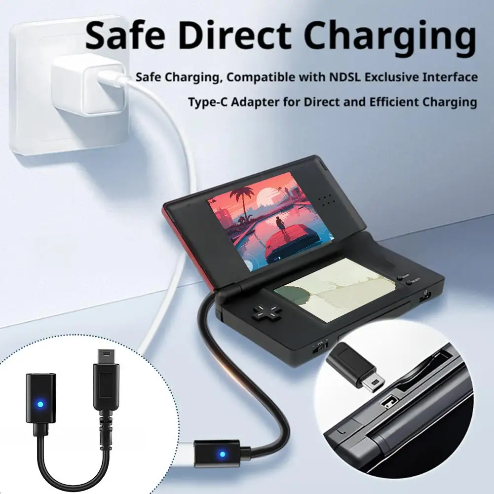 닌텐도 DS 라이트용 USB-C to NDSL 충전 어댑터, 빠르고 안정적인 전원 공급, 미니 10cm 케이블 H4M1