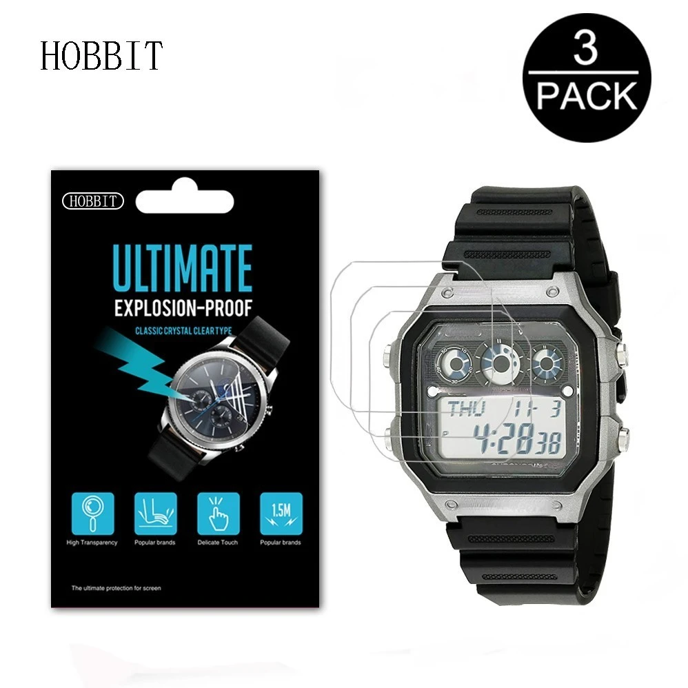 3Pack 5H Nano A Prova Di Esplosione Protezione Dello Schermo Per Casio Uomo Ae1300Wh Ae-1300Wh-8A Ae1200Whd Ae1200Wh Vigilanza Dello Schermo Pellicola