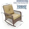 Outdoor Furniture 3 Piece Rocking Chairs Bistro Set, Wicker Patio Chairs with 4‘’ Thick Cushions, Comfortable High Backyard 2