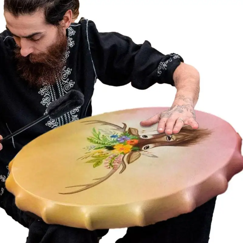 Shaman Drums For Adults Handmade Elk Drum Percussion Instrument Sound Healer Shaman Drum For Spiritual Music Reflection