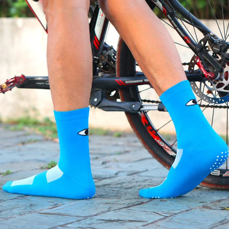 6Pair Funny Men Cotton Sock Middle Tube Non-Slip Breathable Outdoor Sweat Absorbent Socks Eye Pattern Women Cycling Socks