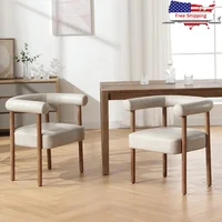 Set of 2 Modern Barrel Dining Chairs Comfortable Upholstered Armrest Accent Chair Dining Living Room Furniture 1