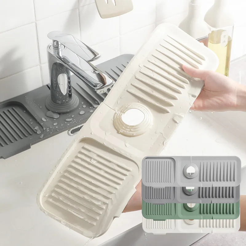 Kitchen Faucet Splash Pad Silicone Sink Water Splash Guard Faucet Water Catcher Mat Sink Drain Pad Waterproof Bathroom Gadgets