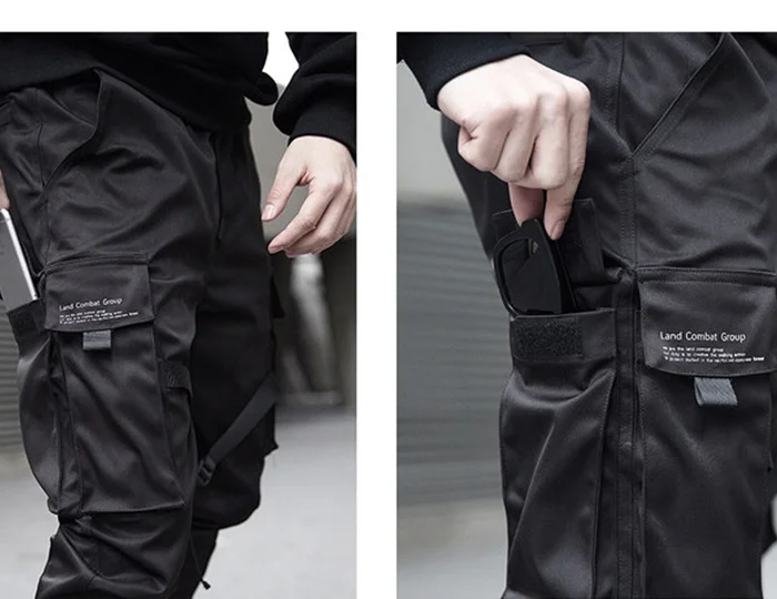 best business casual pants Pants Cargo Men Ribbons Hip Hop Pocket Streetwear Harajuku Techwear Trousers Harem Joggers Sweatpants Black Bottom Clothes big and tall casual pants