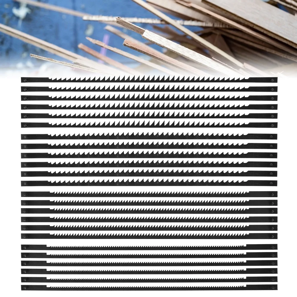 Carbon Steel Scroll Saw Blade High Toughness Fine Cut Craft Strong Hardness Fretsaw Blade With Pin 10/14/18/24 T For Woodworking Scroll Saw Blades