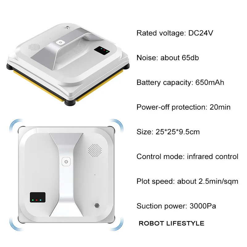 Automatic Window Robot Cleaner Smart Robotic Window Washer High Suction 3000Pa Glass Washing Wiper Remote Control Home Appliance