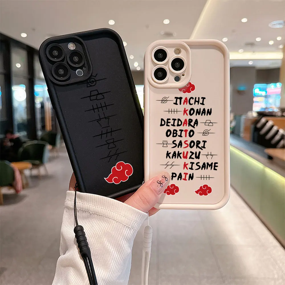 Мультяшный чехол для телефона IPhone 15 14 13 12 11 Pro Max Mini XR XS X Plus, мягкая задняя крышка из ТПУ с ремешком на руку, удзумакис Н-нарутос