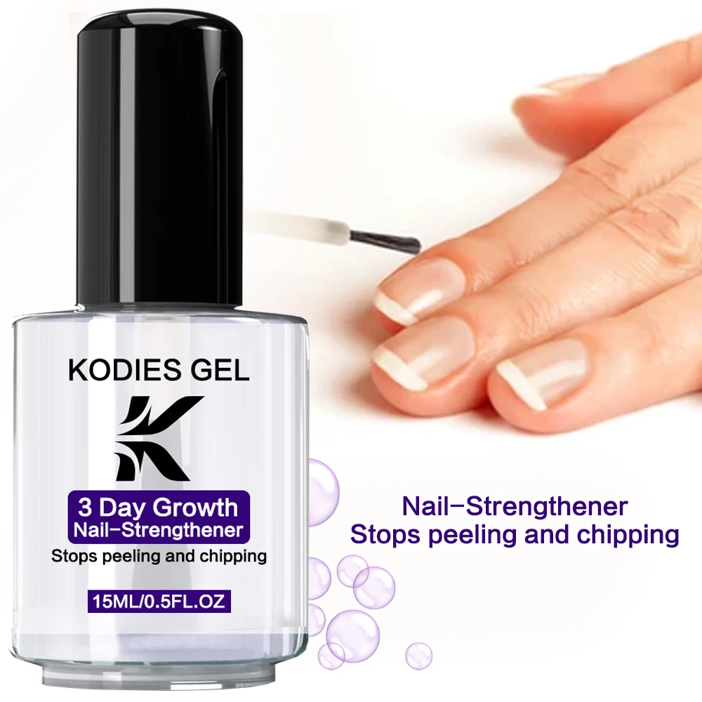 KODIES GEL 3 Day Growth Treatment Keratin Nail Hardener Nail Strengthener for Thin Soft Nails Manicure Repair Top Coat Finish