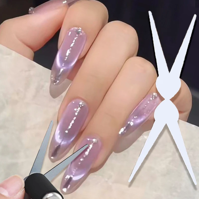 프렌치 네일 아트 자석 세트 더블 헤드 3D 캣 아이 마그네틱 로드 조합 네일 아트 DIY V자형 효과 젤 네일 폴리시 자석