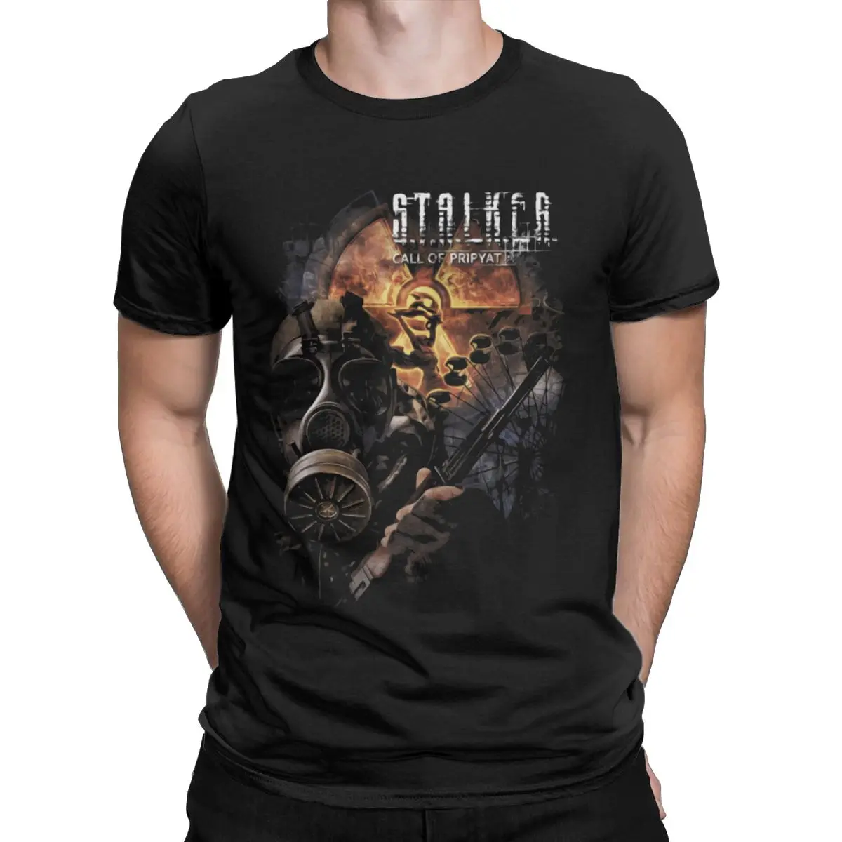 Stalker Tschernobyl Exclusion Zone Call of Ettyat T-Shirts für Männer, reine Baumwolle, Rundhalsausschnitt, Lagergröße, T-Shirts, Original-Oberteile