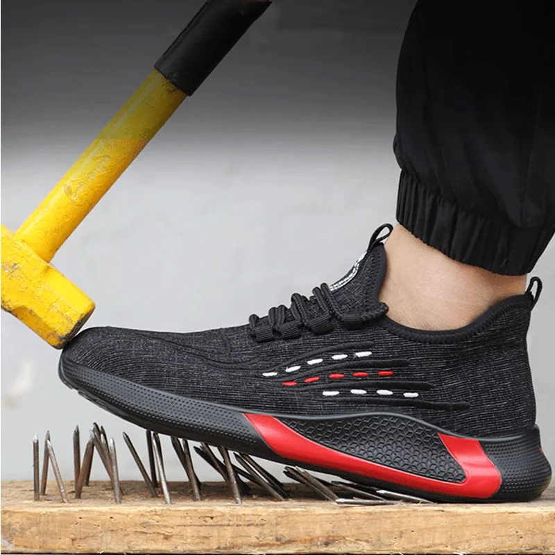 

Мужские Нескользящие кроссовки со стальным носком, непрокалываемые, дышащие, безопасные рабочие ботинки, 2022