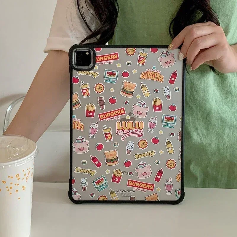 Pig Hamburger Acrylic Protective iPad Case Cover for 10.9inch iPad Air 4 5 11inch 12.9inch iPad Pro 2020 2021 2022