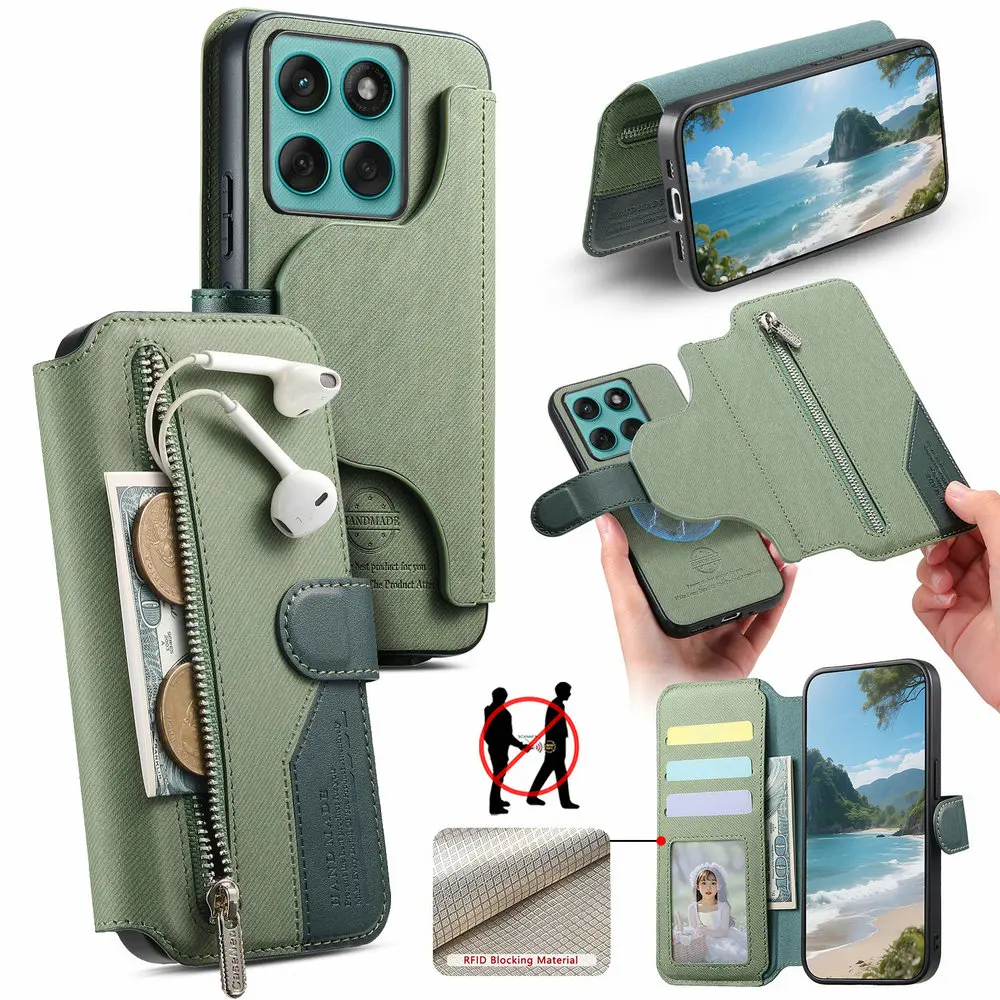 Premium 2-in-1 Zipper Wallet Leather Flip Case