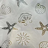 100% Cotton Hollow Out Lace Embroidered Fabric with Shell Pattern for Sewing Dress Clothes DIY Handmade Crafting Cloth