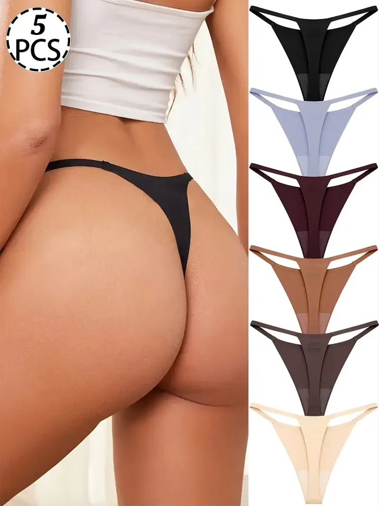 Women Panties Female Underwear Seamless Panties Womens Underwear 5Pcs/Set Sexy Seamless Ics Silk Thongs for Women