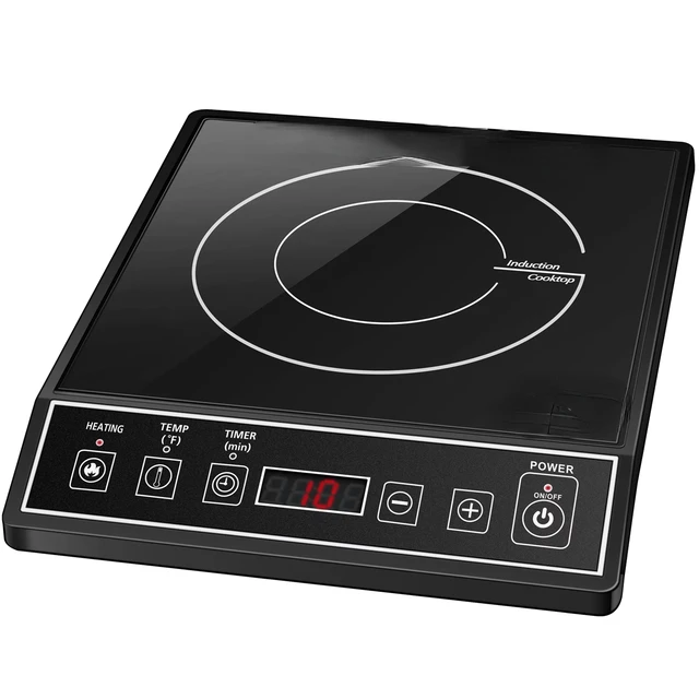 Electric Cooktop 110v,Single Burner Electric Stove Infrared Cooktop Hot  Plate 1800W,4-Hour Setting,Black Crystal Glass Surface Compatible for All