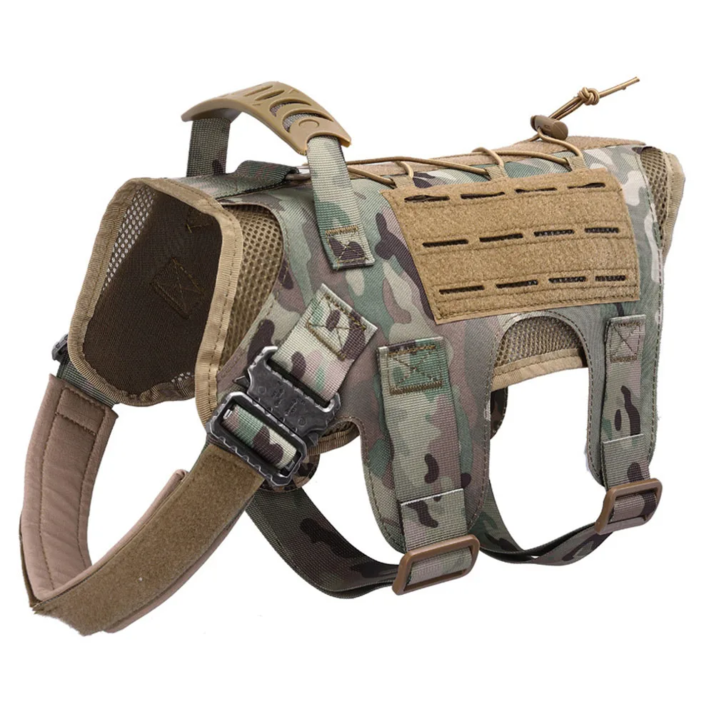 Tactical Dog Harness Pet Training Vest With Bags Military Dog Harness Leash Set Service Dog Vest Safety Lead Walking