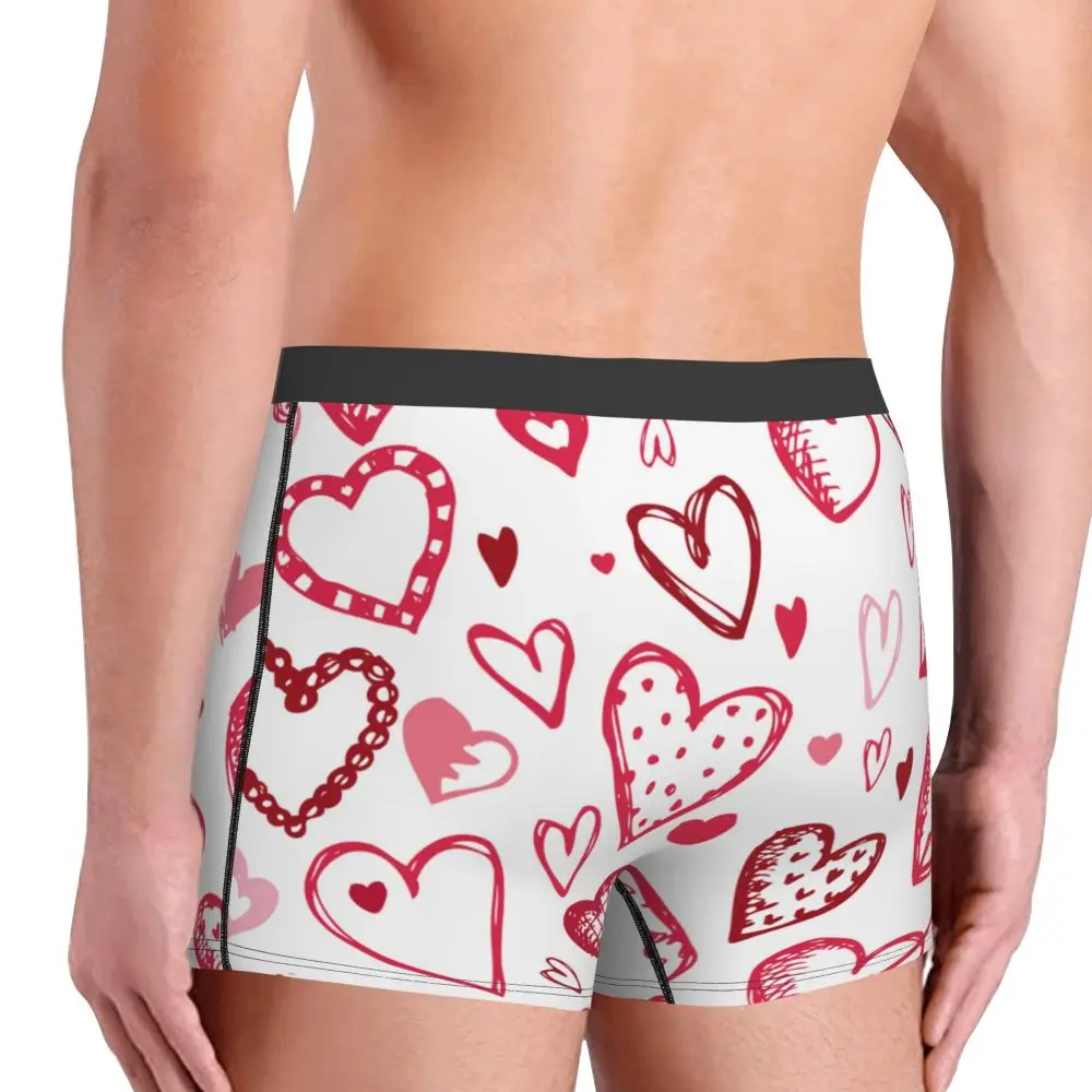 Mens Boxer Sexy Underwear Love Hearts Pattern Underpants Male