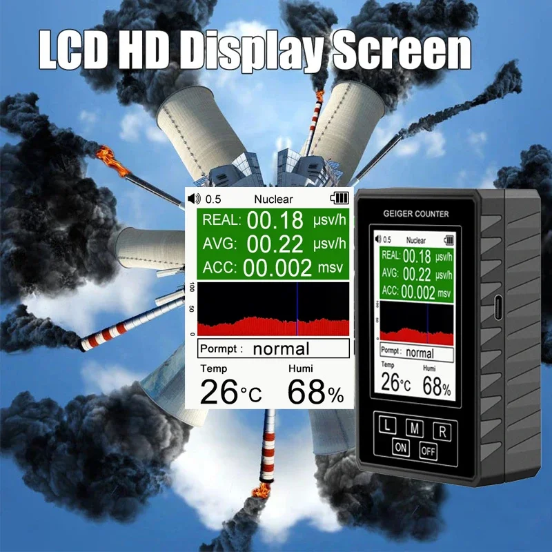 XR-1 Pro 핵 방사선 감지기 LCD 디스플레이 화면 가이거 계수기 대리석 감지기 개인용 선량계 베타 감마 X선
