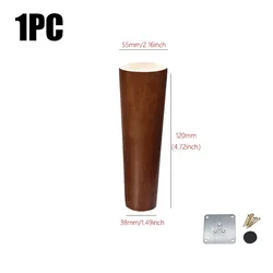 Stylish Solid Wood Conical Furniture Legs with Iron Plate (Walnut 12cm)