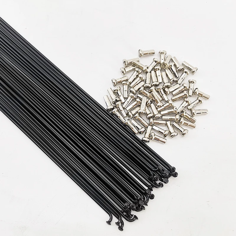 12Pcs Stainless Steel Bicycle Spoke Wire Straight Elbow Straight Pull Equal Diameter MTB Free Spoke Cap 14G * 2.0mm