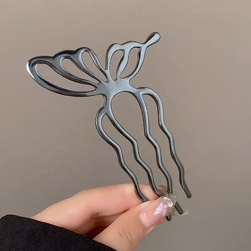 U Shape Simple Butterfly Hair Bun Clip Women Design Metal Hairpin Retro Hairpin Fashion Styling Artifact Hairpin Hair Sticks