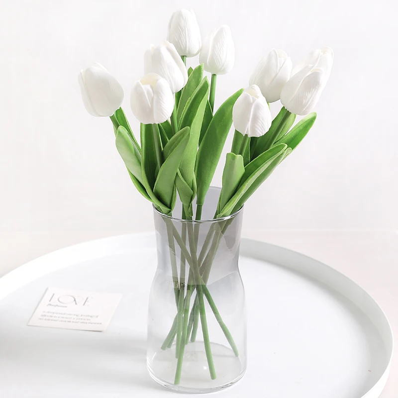 Description Picture 3 of item10Pcs Premium Artificial Flowers Real Touch Tulips Bouquet Fake Flowers For Home Room Bedroom DIY Decor Party Wedding Decoration