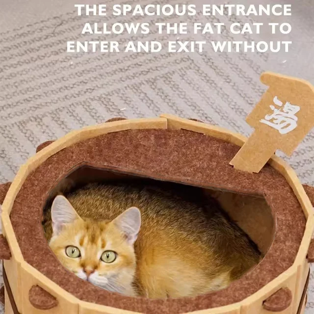 Sturdy Soft Comfortable Pet Nest Four Seasons Bathtub Cat House Fun Semi-Enclosed Felt Cat Bed For Claw Sharpening Sleeping 3