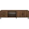 Walker Edison Uptown Modern 2 Drawer Low Profile Stand for TVs up to 80 Inches, 70 Inch, Dark Walnut 4