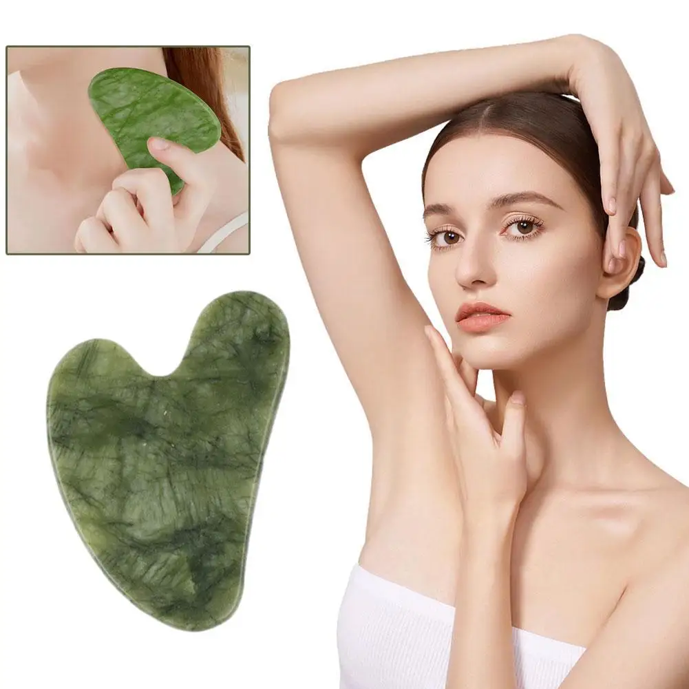 Gouache Scraper Massager Heart-Shaped Jade Gua Sha Face Body Skin Scraping Beauty Care Massage Tool Natural Jade 2025 New