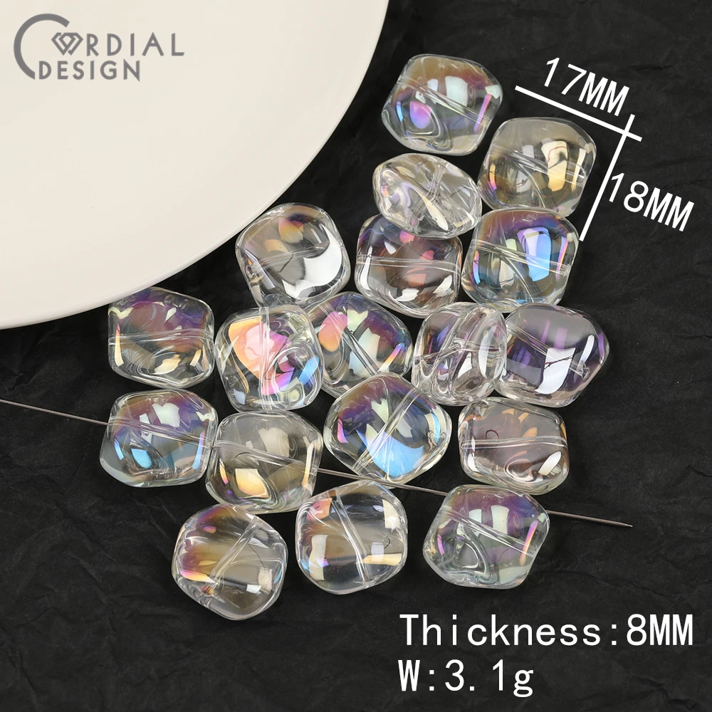 Cordial Design 17*18MM 100pcs Hand Made/DIY Glass Bead/Aurora Effect/Irregular Shape/Jewelry Findings & Components/Beads Making - cordial