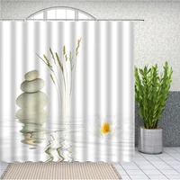 Stones And White Lotus in Water Shower Curtain Zen SPA White Bathroom Waterproof Extra Long Polyester Fabric for Bathtub Decor 1