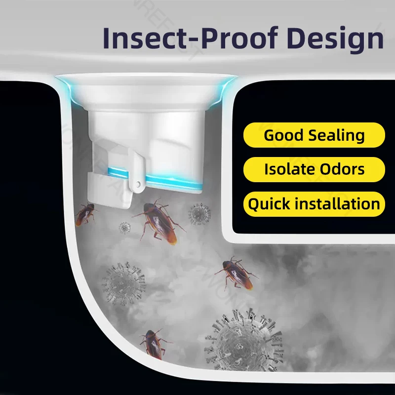 Toilet Odor Proof Core Stainless steel Toilet Odor-proof Core Bathroom Odor-proof Cover Insect-proof Quick Drainage Toilet Pipe Fittings