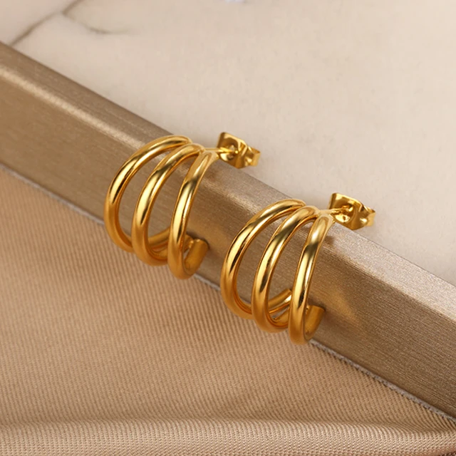 Stainless Steel Geometric Claw Earrings For Women Gold Color Starfish Heart Stud Earring Fashion Wedding Waterproof Jewelry Gift 2