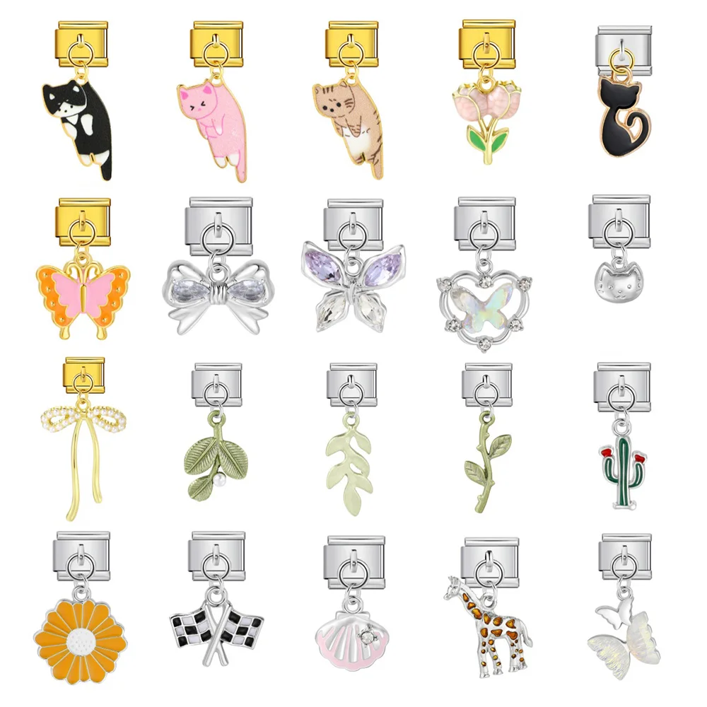 Mode Tier Pflanze Serie Italienische Anhänger Link Fit 9mm Edelstahl Schmuck Charm Armband Machen DIY Perlen Zubehör – Detail 1