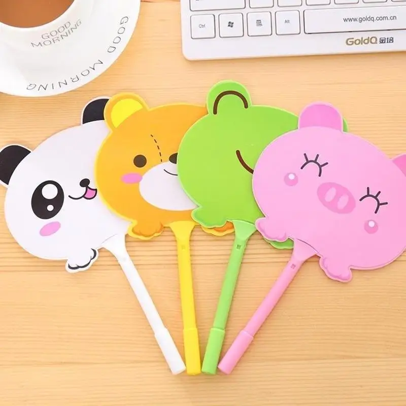 4pcs / Set Cartoon Creative New Plastic Cute Fan Ball Pen Advertising Pen Suitable Student Study Stationery Pen Supplies