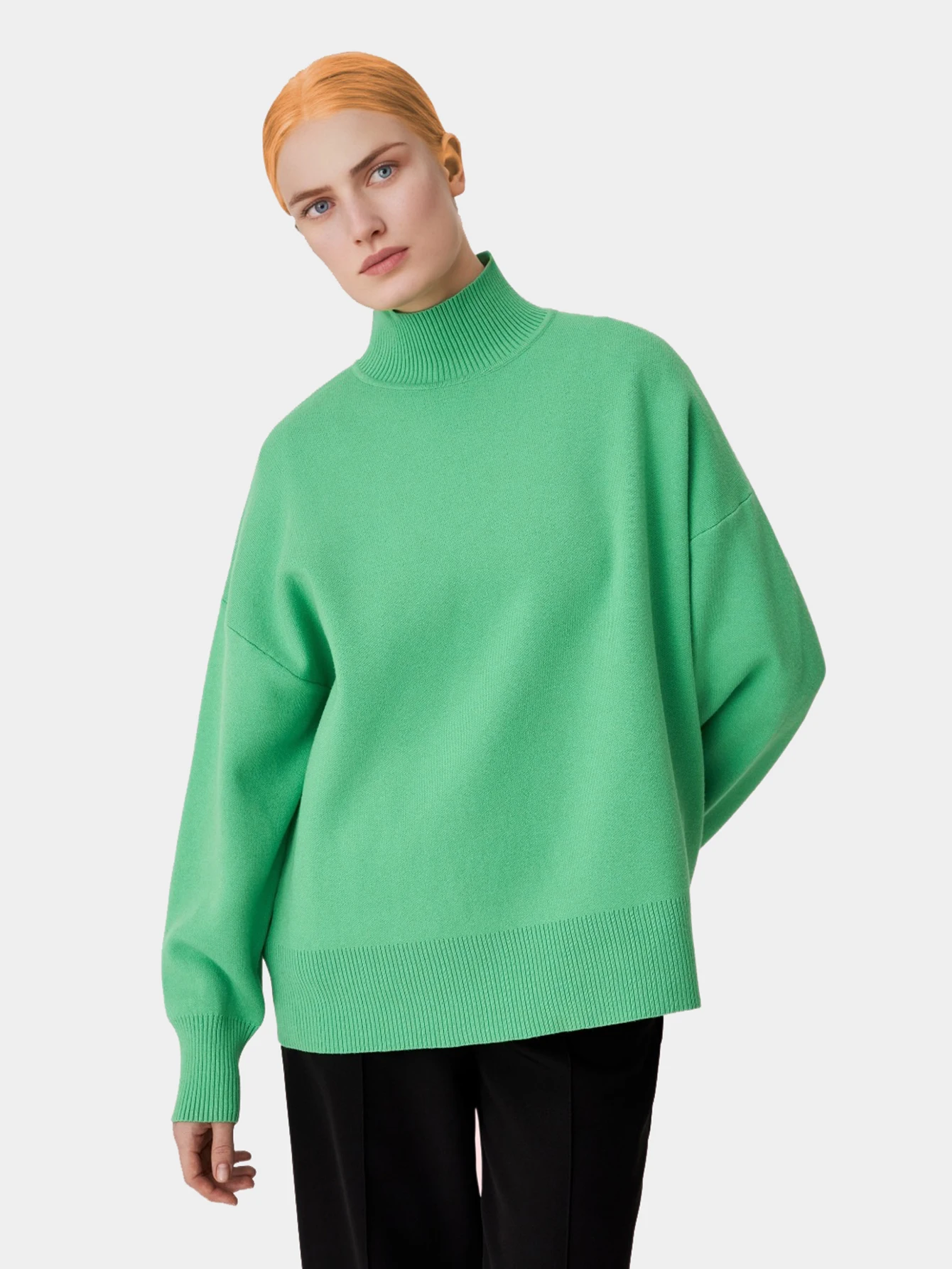 

Wixra женский Однотонный свитер с высоким воротом, длинный рукав, 2023, осень, зима, весна, пуловер, Femme, однотонный джемпер, вязаная одежда, новинка