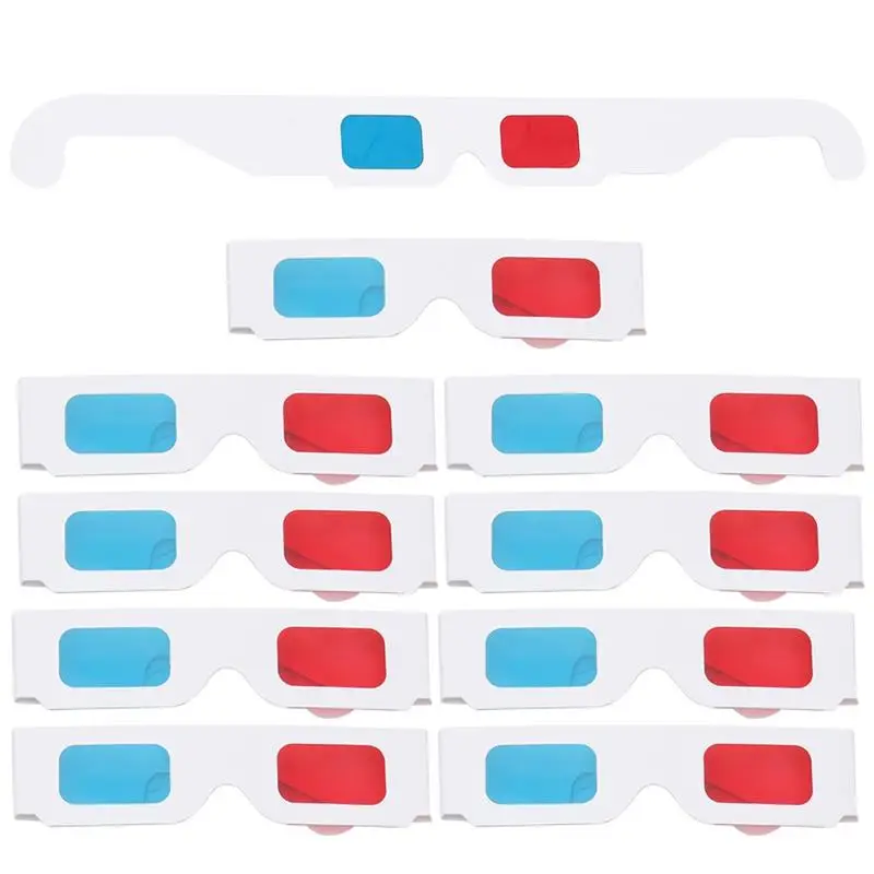 10 pcs 3D Style Glasses 3D Movie Glasses Viewing Red and Blue