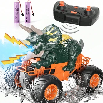 Remote Control Triceratops Toys Truck High Speed With Roar Light And For Kids 3-7 Ages Off Road Dinosaur Outdoor Cars For Boys 6