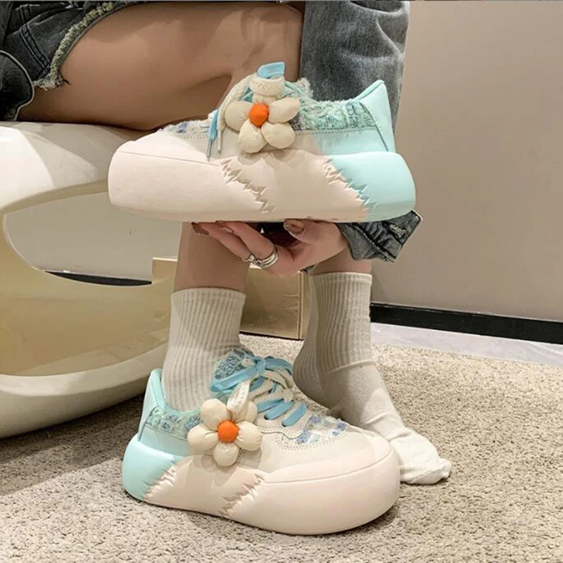 

Women Sneakers leather Platform Sneakers New Big Head Breathable Versatile Casual Chunky Sneaker Increase Thick Sole Dad Shoes