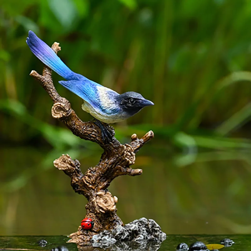 Landscape Birds Simulation, Animal, Kingfisher, Stand Branch, Garden Bonsai Decoration, Ornaments, Resin Crafts